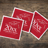 Serviette En Papier Red Graduation Script Name Class Year Design