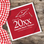 Serviette En Papier Red Graduation Script Name Class Year Design