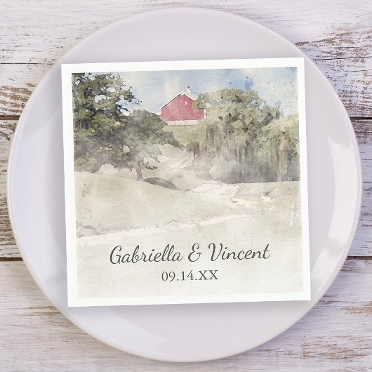 Serviette En Papier Red Grange sur Hillside Country Farm Mariage