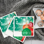 Serviette En Papier Red Green Christmas Baubles Winter Wonderland<br><div class="desc">Design personnalisé de serviette de Noël avec des baubles de Noël rouges et verts sur un arrière - plan vert brillant et enneigé. Le texte est entièrement personnalisable. Pour le modifier, utilisez l'option Personnaliser. Pour d'autres modifications, telles que les modifications apportées à la police, à la couleur de police ou...</div>