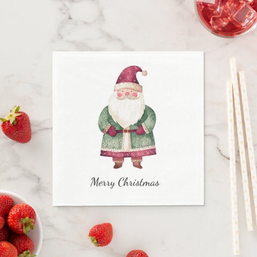 Serviette En Papier Red Green Christmas Santa Claus (En situation)