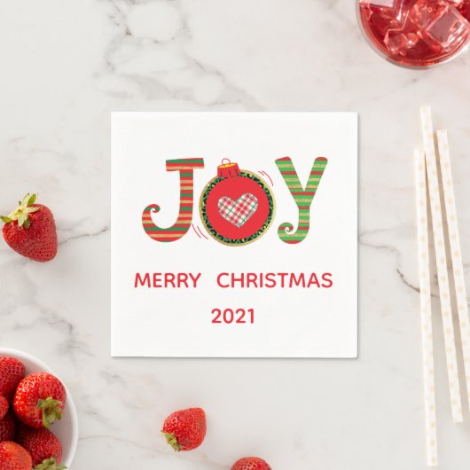 Serviette En Papier Red Green Joy Noël (En situation)