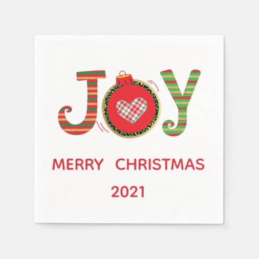 Serviette En Papier Red Green Joy Noël (Devant)