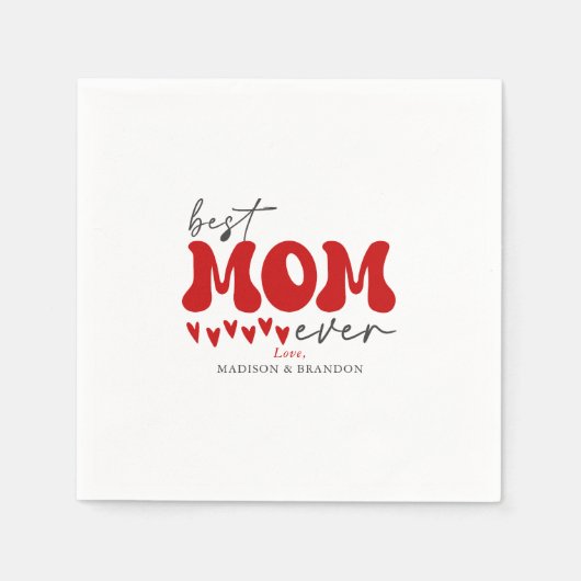 Serviette En Papier Red Grey mignonne meilleure maman jamais (Devant)