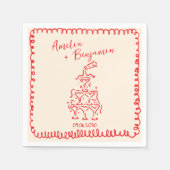 Serviette En Papier red hand drawn heart whimsical wedding (Devant)