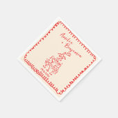 Serviette En Papier red hand drawn heart whimsical wedding (Coin)