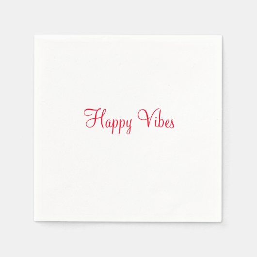 Serviette En Papier Red happy vibes vacances simple minimum calligraph (Devant)