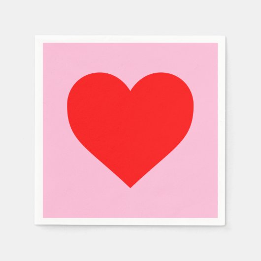 Serviette En Papier Red Heart Beat Pastel Rose (Devant)