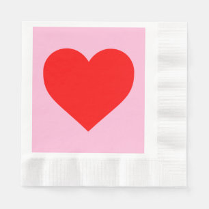 Serviette En Papier Red Heart Beat Pastel Rose