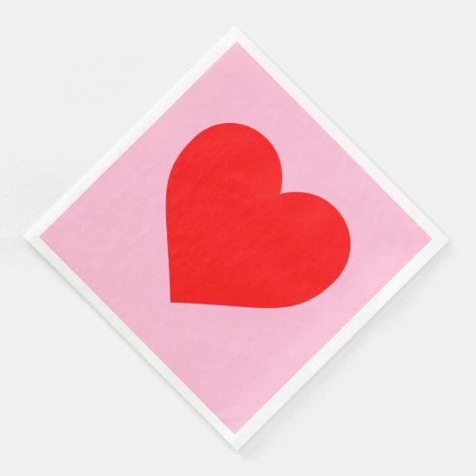 Serviette En Papier Red Heart Beat Pastel Rose (Coin)