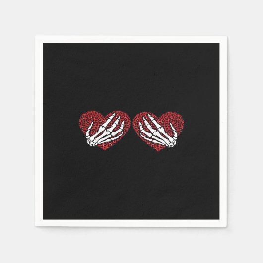 Serviette En Papier Red Heart Skeleton Mains Classique (Devant)