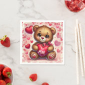 Serviette En Papier Red Heart Valentine Teddy Bear fête d'anniversaire (En situation)