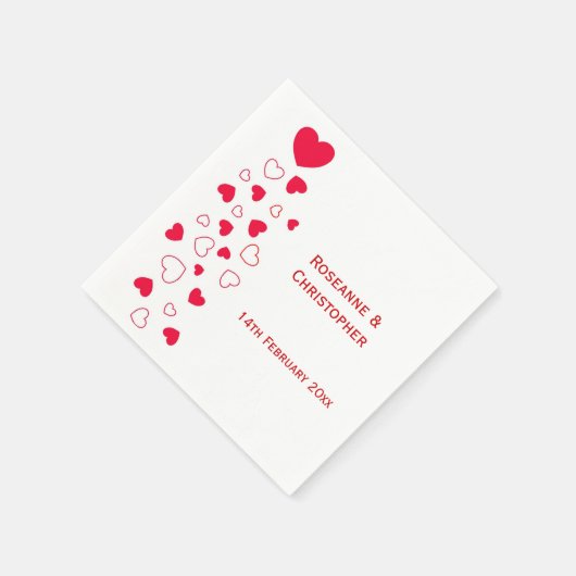 Serviette En Papier Red Hearts Design Valentines Day Mariage (Coin)