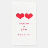 Serviette En Papier Red Hearts mignon Couple Mariage Fiançailles éléga (Devant)