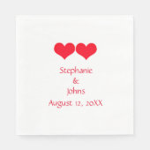 Serviette En Papier Red Hearts mignon Couple Mariage Fiançailles roman (Devant)