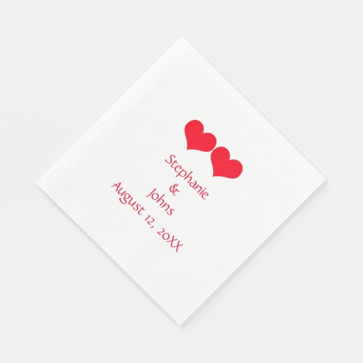Serviette En Papier Red Hearts mignon Couple Mariage Fiançailles roman (Coin)