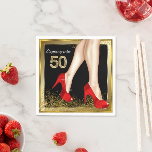 Serviette En Papier Red High Heel 50e fête d'anniversaire (En situation)