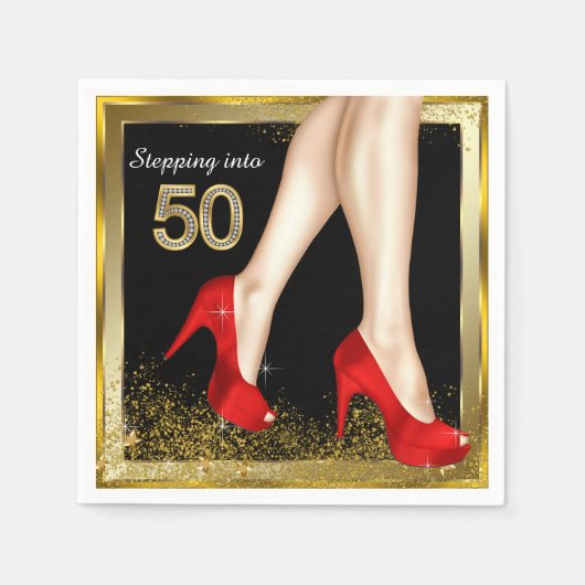 Serviette En Papier Red High Heel 50e fête d'anniversaire (Devant)