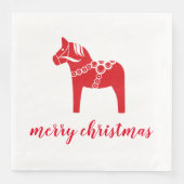 Serviette En Papier Red Horse Scandinave Nordic Joyeux Noël (Devant)