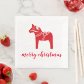 Serviette En Papier Red Horse Scandinave Nordic Joyeux Noël (En situation)
