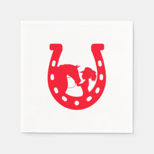 Serviette En Papier Red Horseshoe Girl and Horse