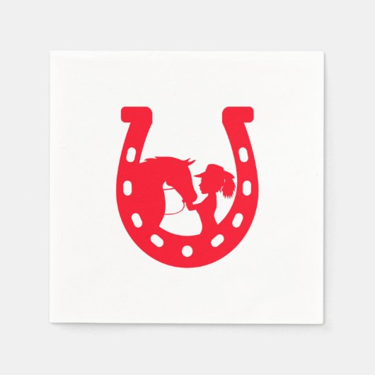 Serviette En Papier Red Horseshoe Girl and Horse (Devant)
