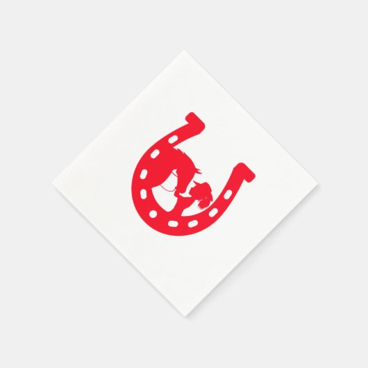 Serviette En Papier Red Horseshoe Girl and Horse (Coin)