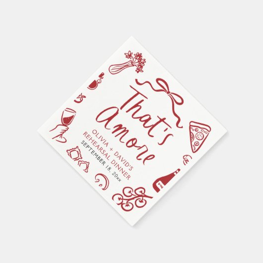 Serviette En Papier Red Italian That's Amore Pizza Rehearsal Dinner (Coin)