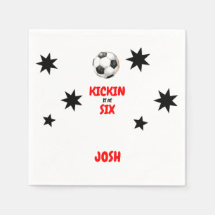 Serviette En Papier Red Kickin à Six Soccer 6e fête d'anniversaire