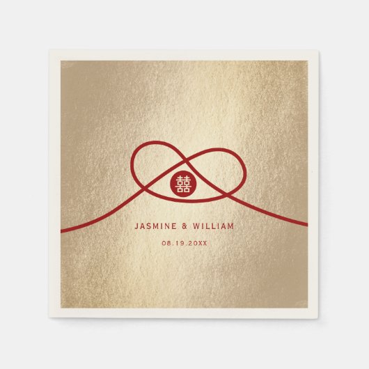 Serviette En Papier Red Knot Union Double Bonheur Mariage chinois (Devant)