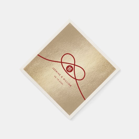 Serviette En Papier Red Knot Union Double Bonheur Mariage chinois (Coin)