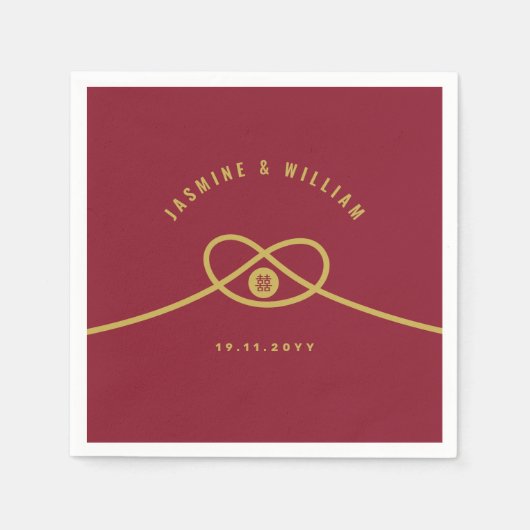 Serviette En Papier Red Knot Union Double Bonheur Mariage chinois (Devant)
