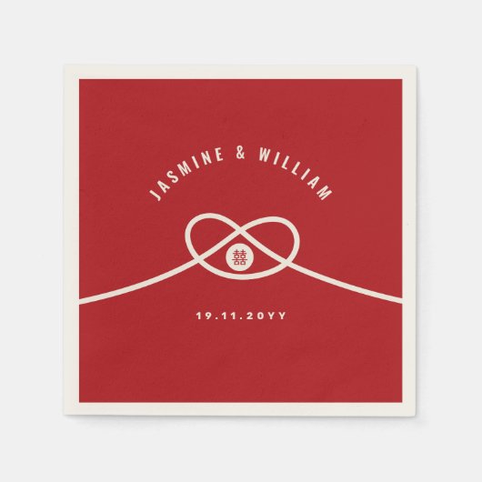 Serviette En Papier Red Knot Union Double Bonheur Mariage chinois (Devant)