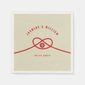 Serviette En Papier Red Knot Union Double Bonheur Mariage chinois (Devant)