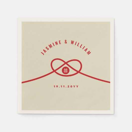 Serviette En Papier Red Knot Union Double Bonheur Mariage chinois (Devant)