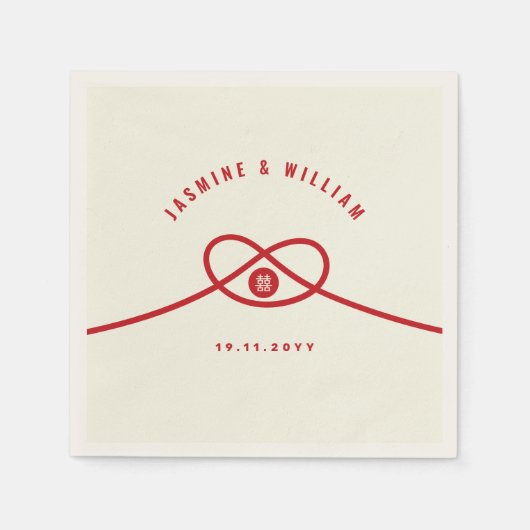 Serviette En Papier Red Knot Union Double Bonheur Mariage chinois (Devant)