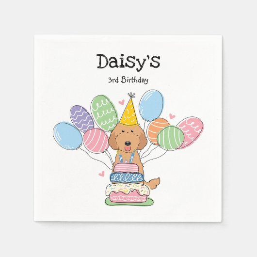 Serviette En Papier Red Labradoodle chien Anniversaire Papier de fête  (Devant)