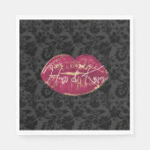 Serviette En Papier Red Lips Kiss Black Floral (Devant)