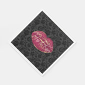 Serviette En Papier Red Lips Kiss Black Floral (Coin)