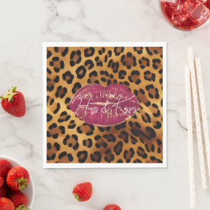 Serviette En Papier Red Lips Kiss Leopard
