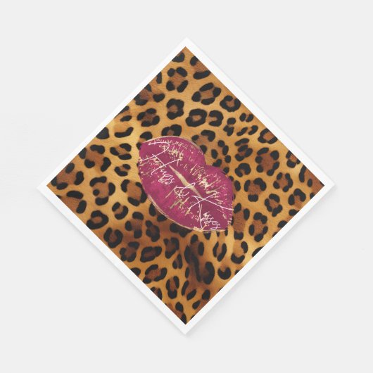 Serviette En Papier Red Lips Kiss Leopard (Coin)