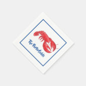 Serviette En Papier Red Lobster Bleu Bordure Fête Personnalisée (Coin)