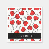 Serviette En Papier Red Lollipops, Heart Lollipops, Lolly, Your Name (Devant)