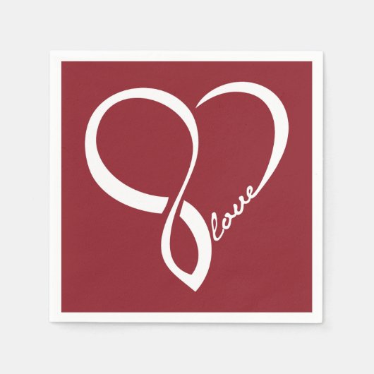 Serviette En Papier Red Love Coeur Mariage Party Papier ensemble de se (Devant)