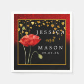 Serviette En Papier Red Love Rose Cocktail Mariage Serviettes (Devant)