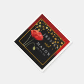 Serviette En Papier Red Love Rose Cocktail Mariage Serviettes (Coin)