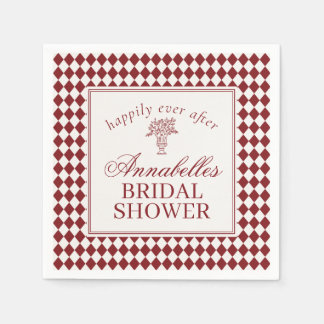 Serviette En Papier Red Merlot Harlequin Checkered Bridal Shower