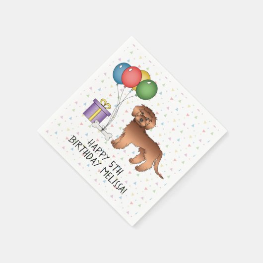 Serviette En Papier Red Mini Goldendoodle mignon Cartoon Chien Anniver (Coin)