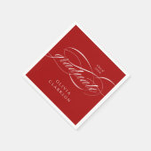 Serviette En Papier Red Modern élégant Script Graduation Party (Coin)