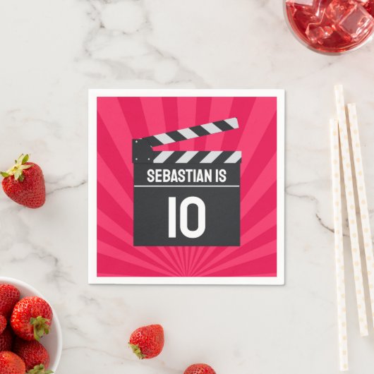 Serviette En Papier Red Movie Night Clapperboard Anniversaire de enfan (En situation)